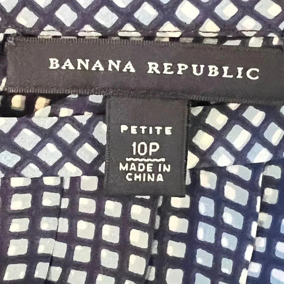 Banana Republic Blue Geo Print Silk Petite Mini Dress Size 10P - Picture 5 of 8